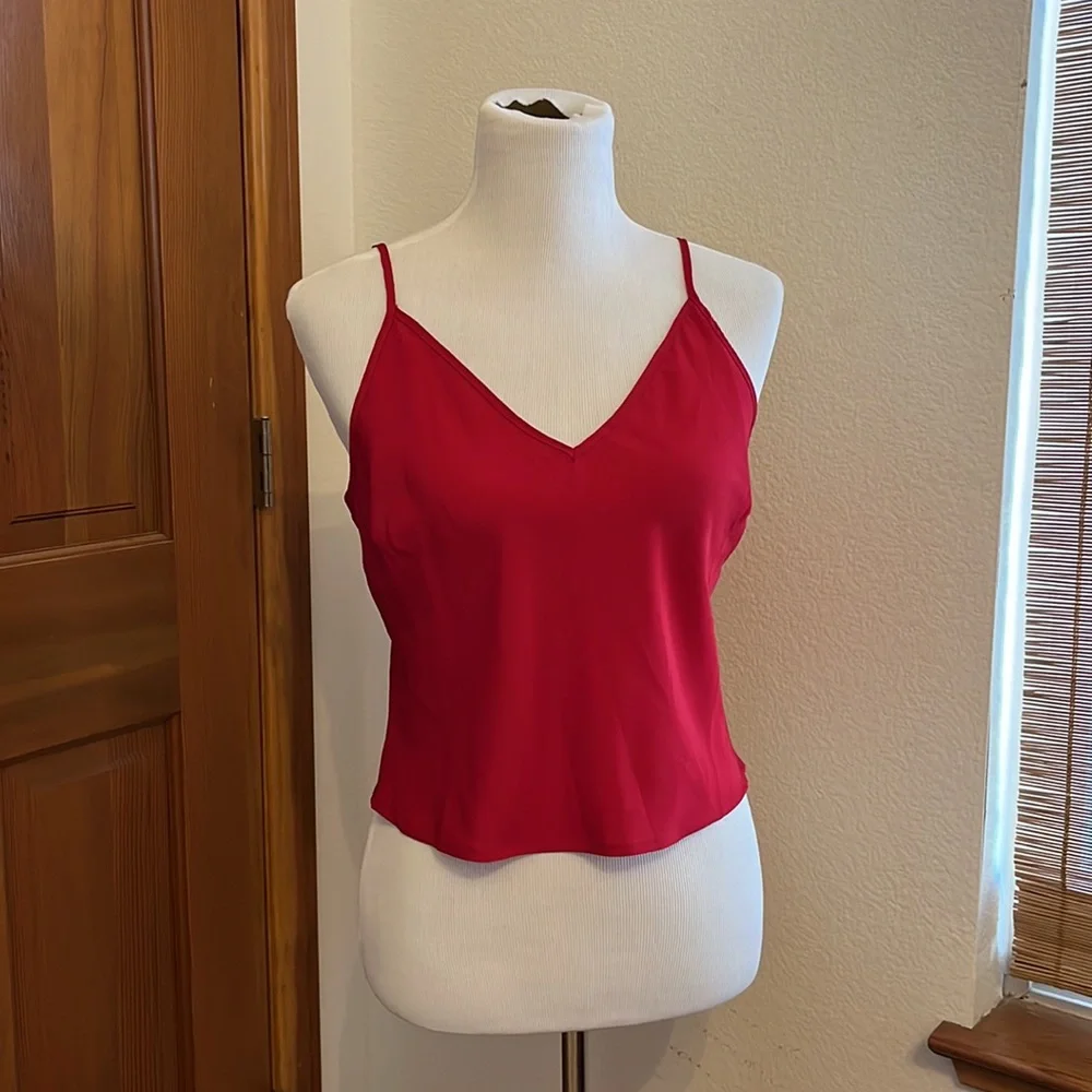 2-in-1 Red Chiffon Button Down and Camisole, Women’s Medium